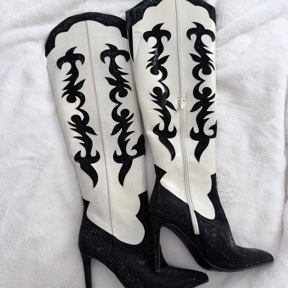 INC Womens Iresa Embellished Cowboy, Western Boots Ivory - Picture 5 of 9